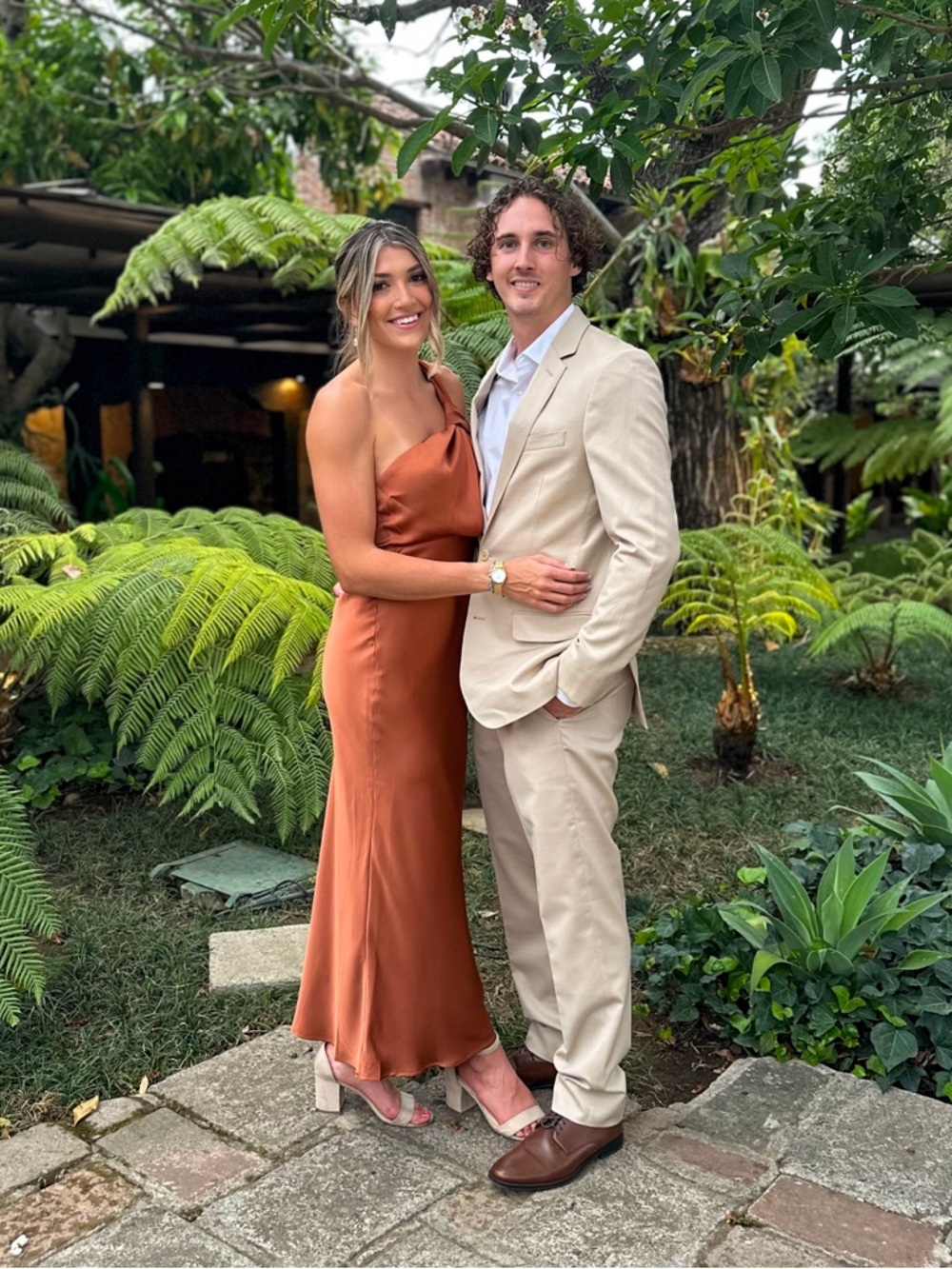 Copper One Shoulder Maxi Dress
